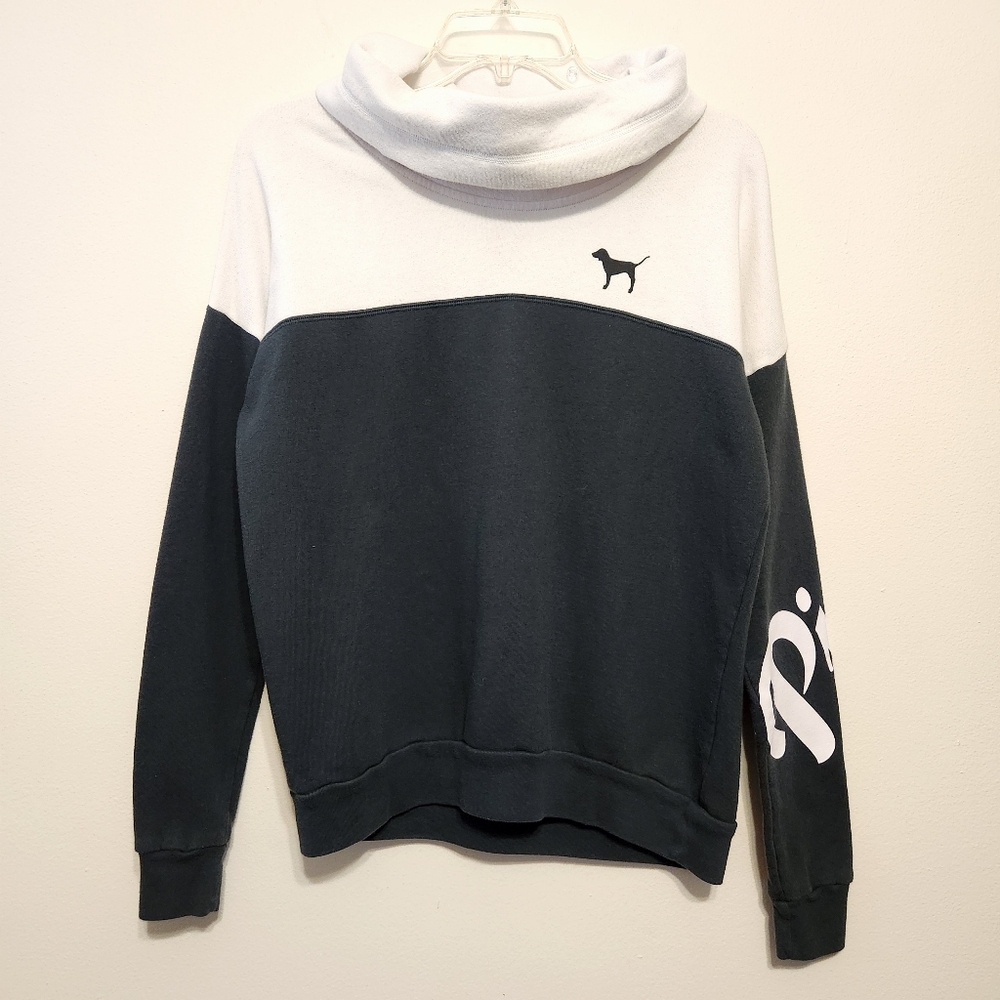 VS PINK Green Colorblock Cowlneck Sweatshirt